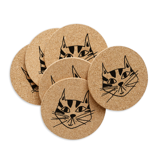 Korkkiset lasinalustat 6 kpl - Kitty, helen b - Lempi Lifestyle