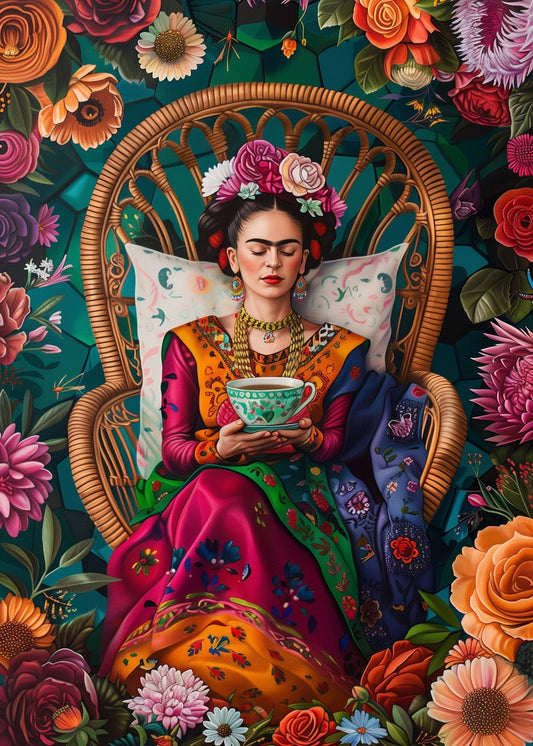 Frida Kahlo: Frida Kahlo ja teekuppi | Kaart Fripperies - Lempi Lifestyle