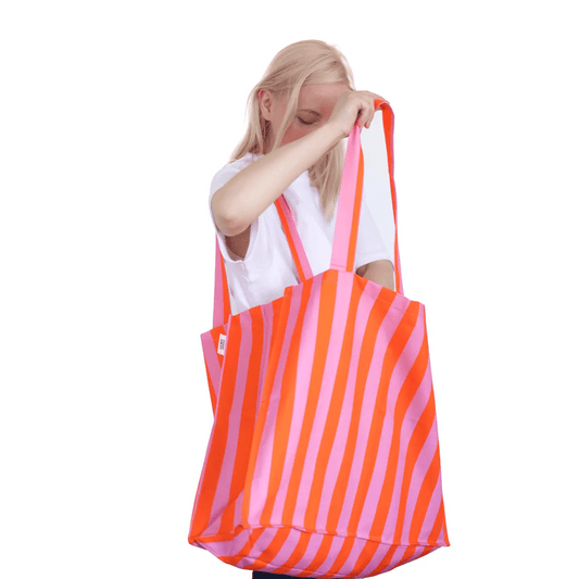Kangaskassi Pink Orange Stripe - Bi̇g - Lempi Lifestyle