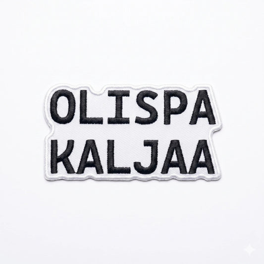 Kangasmerkki Olispa kaljaa, hauska silitettävä haalarimerkki - Lempi Lifestyle