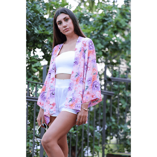 Kimono - Pink Flower. - Lempi Lifestyle