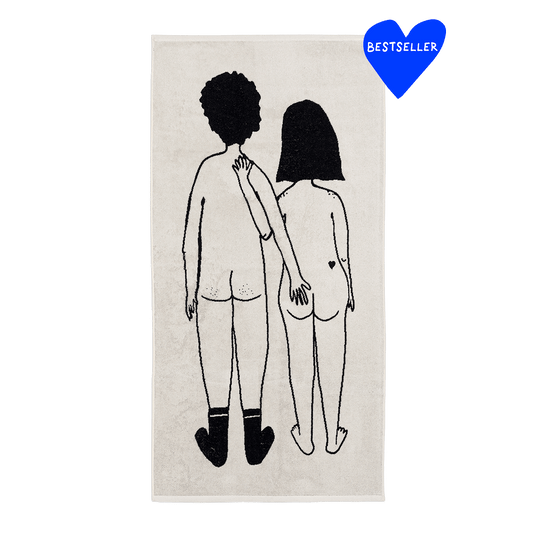 Kylpypyyhe 70 x 140 cm - Naked Couple back, helen b - Lempi Lifestyle