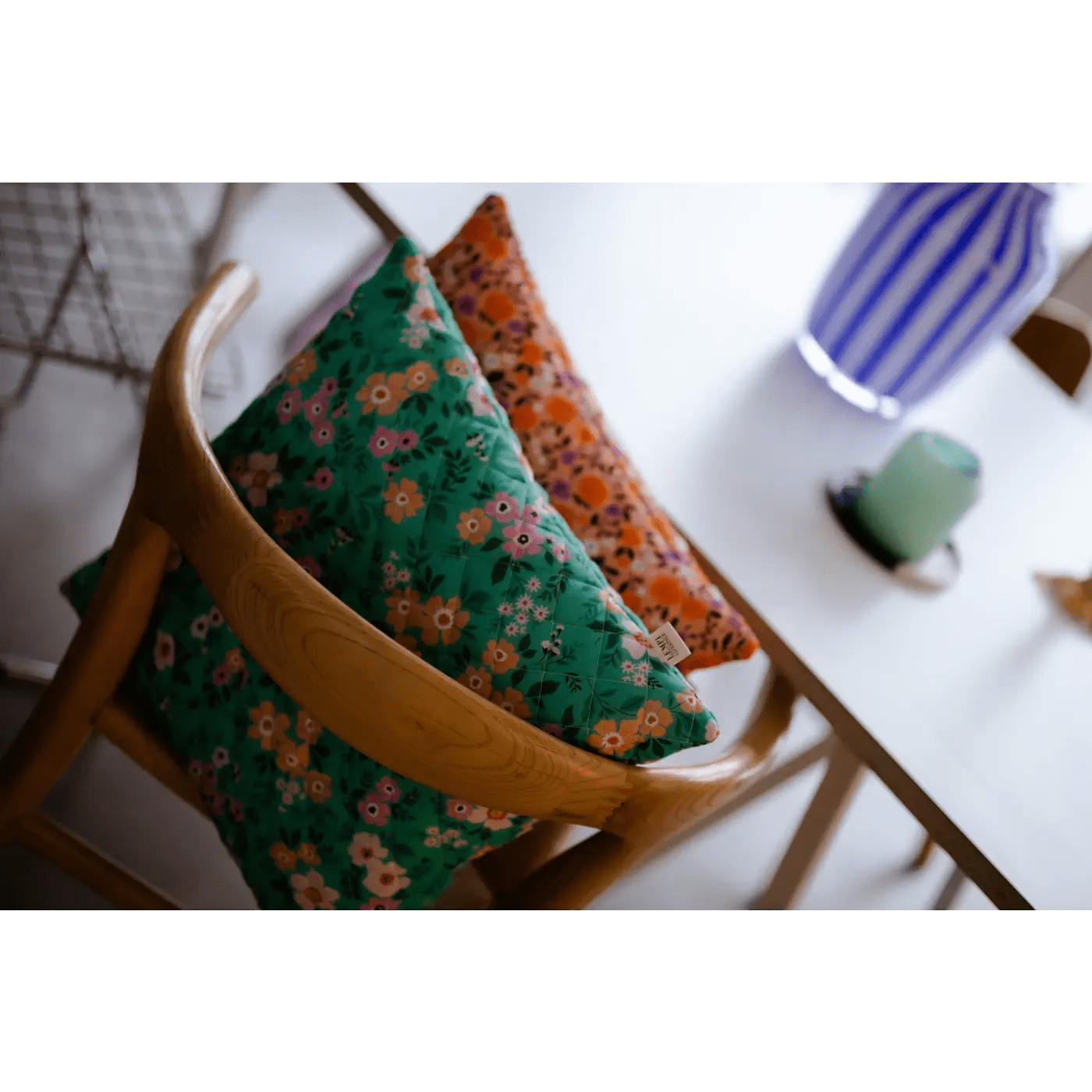 Lempi Mint Flower - Tikattu Tyynyliina 45x45 Cm - Lempi Lifestyle