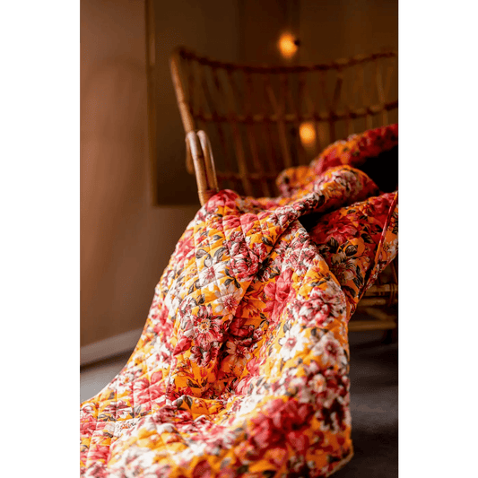 Lempi Mustard Flowers Tikkitäkki - 135 x 180 Cm - Lempi Lifestyle