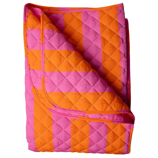 Lempi Orange Pink Stripe tikkitäkki - 135 x 180 cm - Lempi Lifestyle