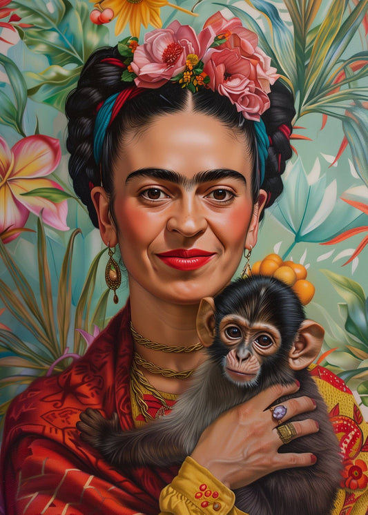 Postikortti Frida Kahlo apinan kanssa - Lempi Lifestyle