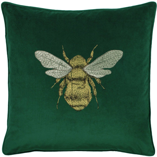 Samettityyny Hortus Bee - smaragdinvihreä 50 x 50 cm - Lempi Lifestyle