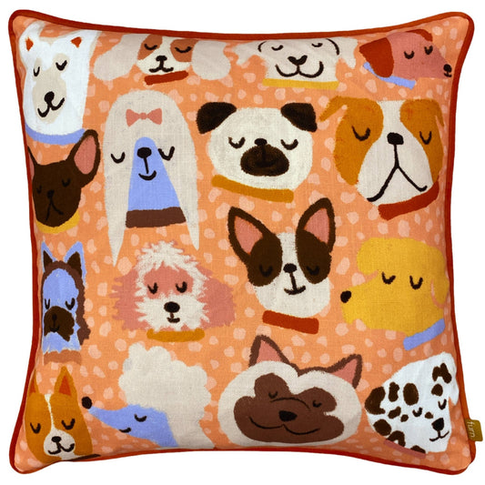 Sateenkaari koiraystävät koristetyyny 43 x 43 cm – pilkullinen kuosi ja samettinen taustapuoli - Lempi Lifestyle