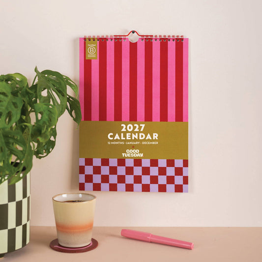 Seinäkalenteri 2027 - ruutu ja raita kalenteri - Lempi Lifestyle