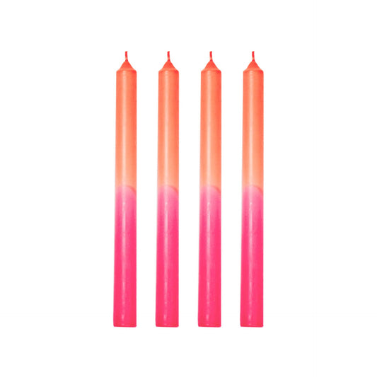 Värjätyt kruunukynttilät 4 kpl - neon pinkki ja oranssi - Lempi Lifestyle
