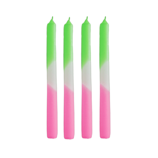 Värjätyt kruunukynttilät 4 kpl - neon vihreä ja neon pinkki - Lempi Lifestyle
