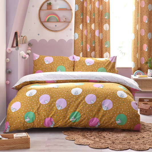 Bedding set Dotty Peter Rabbit™ ocher and lavender / Single duvet cover (single)