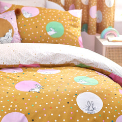 Bedding set Dotty Peter Rabbit™ ocher and lavender / Single duvet cover (single)