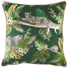 Samettityyny Jungle Leopards vihreä 43 x 43 cm - Lempi Lifestyle