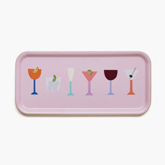 Vaaleanpunainen Cocktail Tarjoilutarjotin 32 x 15 cm –  drinkkiaiheinen tarjotin