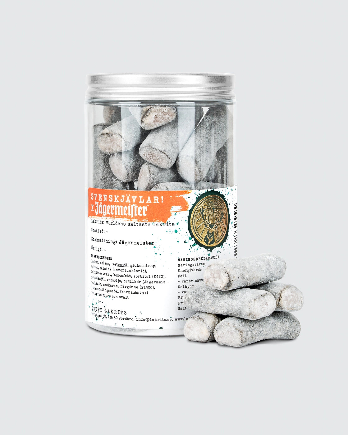 Salmiakki Svenskjävlar! X Jägermeister - Maailman suolaisin lakritsi Jägermeisterilla maustettuna