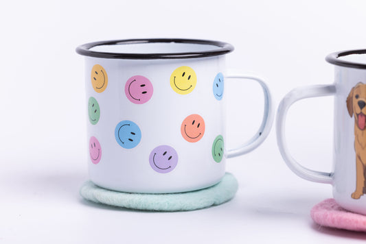 Enamel cup - smiley faces