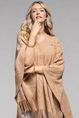 Poncho Neulosta, Hapsuilla - paisley-kuvio, beige