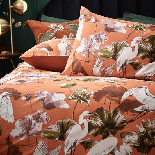 Bedding set Kushiro Coral red/ For single duvet (single) and double duvet (king)