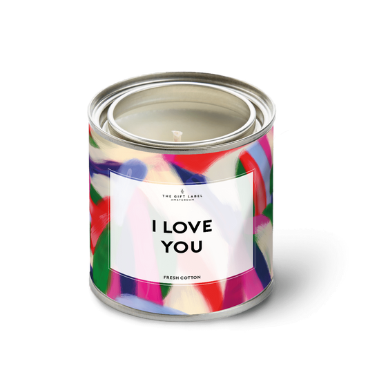 Big tin candle - I Love You - Fresh Cotton