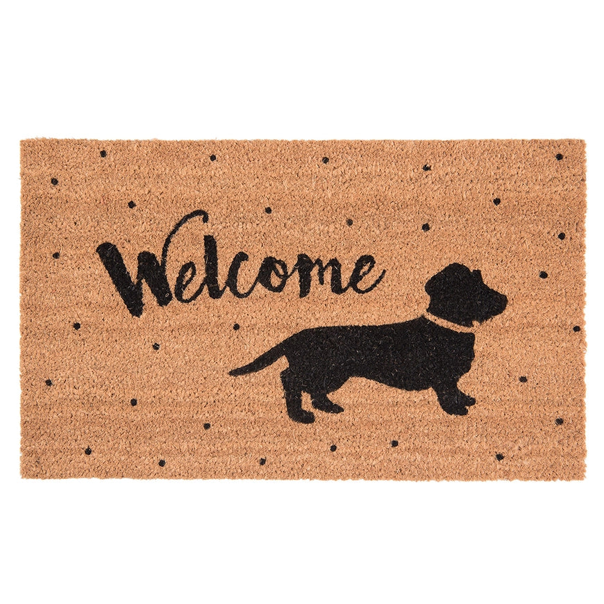 Doormat welcome, dog