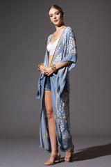 Kimono Damask print, tummanharmaa/musta