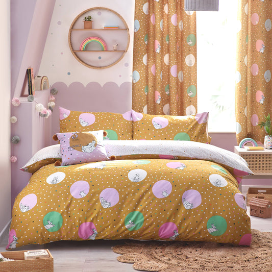 Bedding set Dotty Peter Rabbit™ ocher and lavender / Single duvet cover (single)