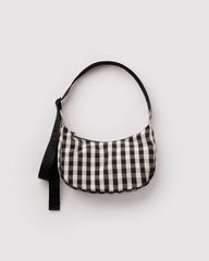 Baggu Medium Nylon Crescent laukku ruutu -Stripe Gingham