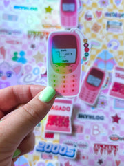 Retro Phone -tarra – holografinen vinyylitarra - Lempi Lifestyle