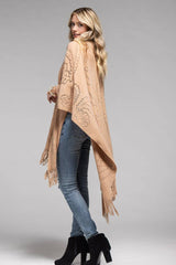 Poncho Neulosta, Hapsuilla - paisley-kuvio, beige