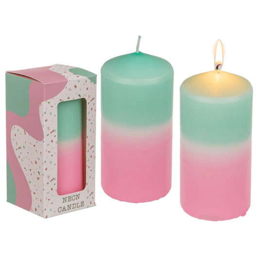 Table candle mint/pink