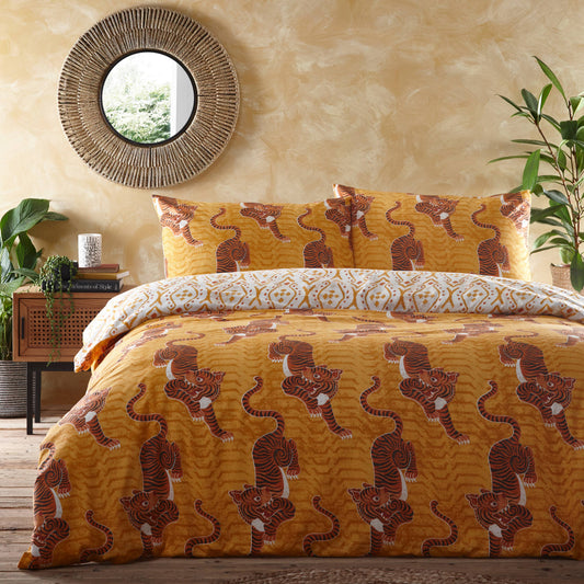 Bedding set Tibetan Tiger Tribal mustard yellow/ for one person (single) and for a double (double)