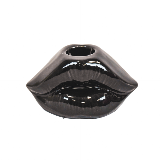 Candle holder black lips 10.5x6.5x5.5cm