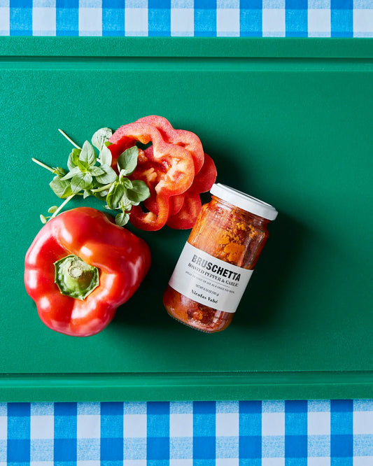 Nicolas Vahé Bruschetta, Roasted Peppers & Garlic (185 g) – Aurinkoisia makuja parhaimmillaan