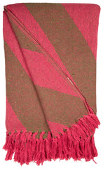 Blanket made of recycled material, diagonal stripe-pink/green, 130x170 cm