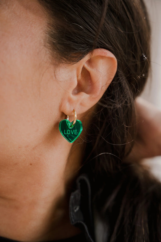 MAMAkoru HEART EARRINGS GREEN