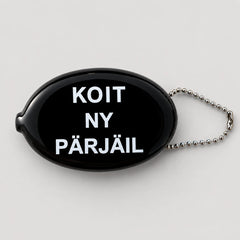 Kolikkokukkaro lauseella – Retro kuminen kolikkokukkaro palloketjulla
