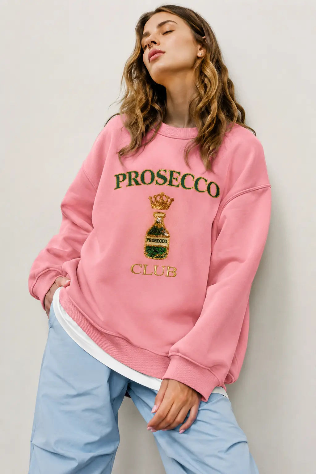 Collegepaita Prosecco - paljettikoristeltu swetari