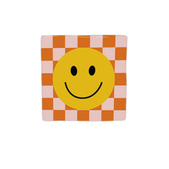 Keraamiset koristelaatat - smiley hymynaama ruudukolla