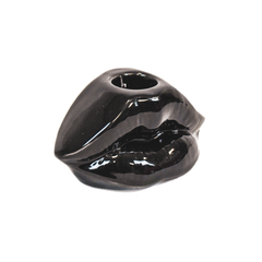 Candle holder black lips 10.5x6.5x5.5cm