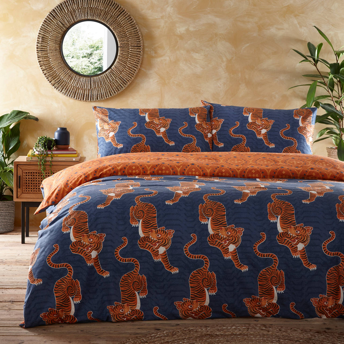 Duvet cover set Tibetan Tiger Tribal blue / For one person (single) and double duvet (king)