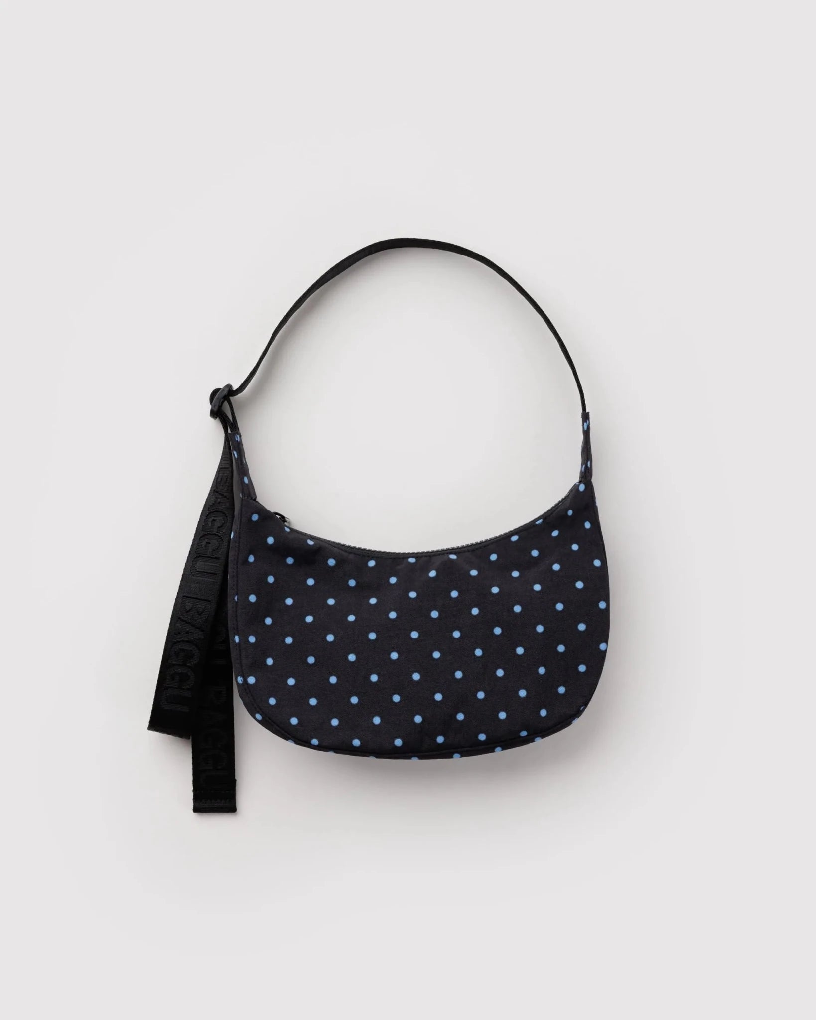 Baggu Small Nylon Crescent laukku - Black and Sky Blue Micro Dot - Lempi Lifestyle