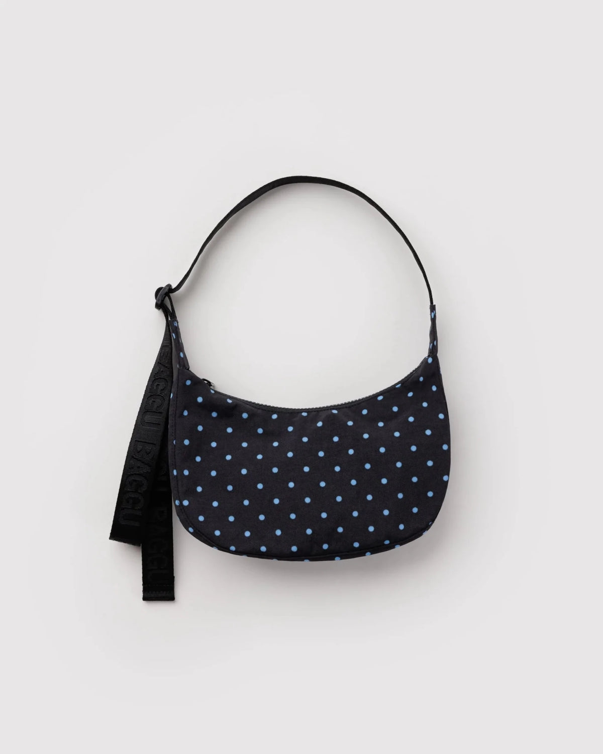 Baggu Small Nylon Crescent laukku - Black and Sky Blue Micro Dot - Lempi Lifestyle