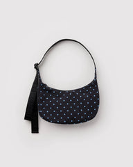 Baggu Small Nylon Crescent laukku - Black and Sky Blue Micro Dot - Lempi Lifestyle