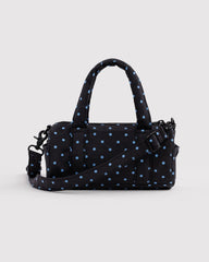 Baggu Small Nylon Duffle viikonloppulaukku - Black and Sky Blue Micro Dot - Lempi Lifestyle