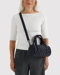Baggu Small Nylon Duffle viikonloppulaukku - Black and Sky Blue Micro Dot - Lempi Lifestyle