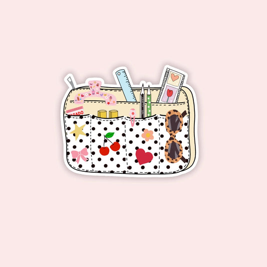 Crafty Pouch Polka Dot -tarra – holografinen vinyylitarra - Lempi Lifestyle