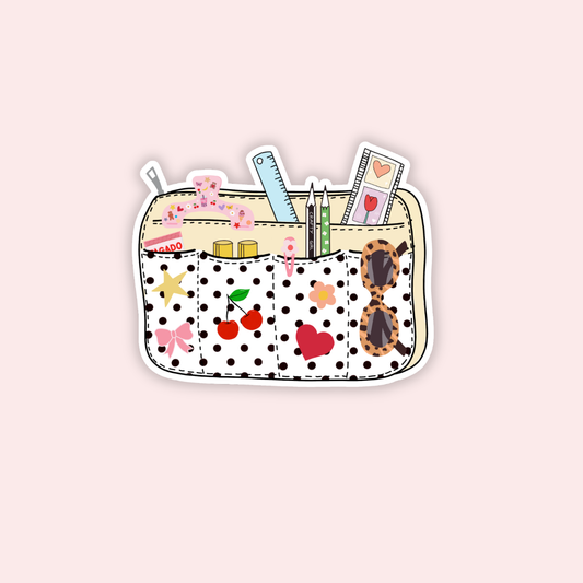 Crafty Pouch Polka Dot -tarra – holografinen vinyylitarra - Lempi Lifestyle