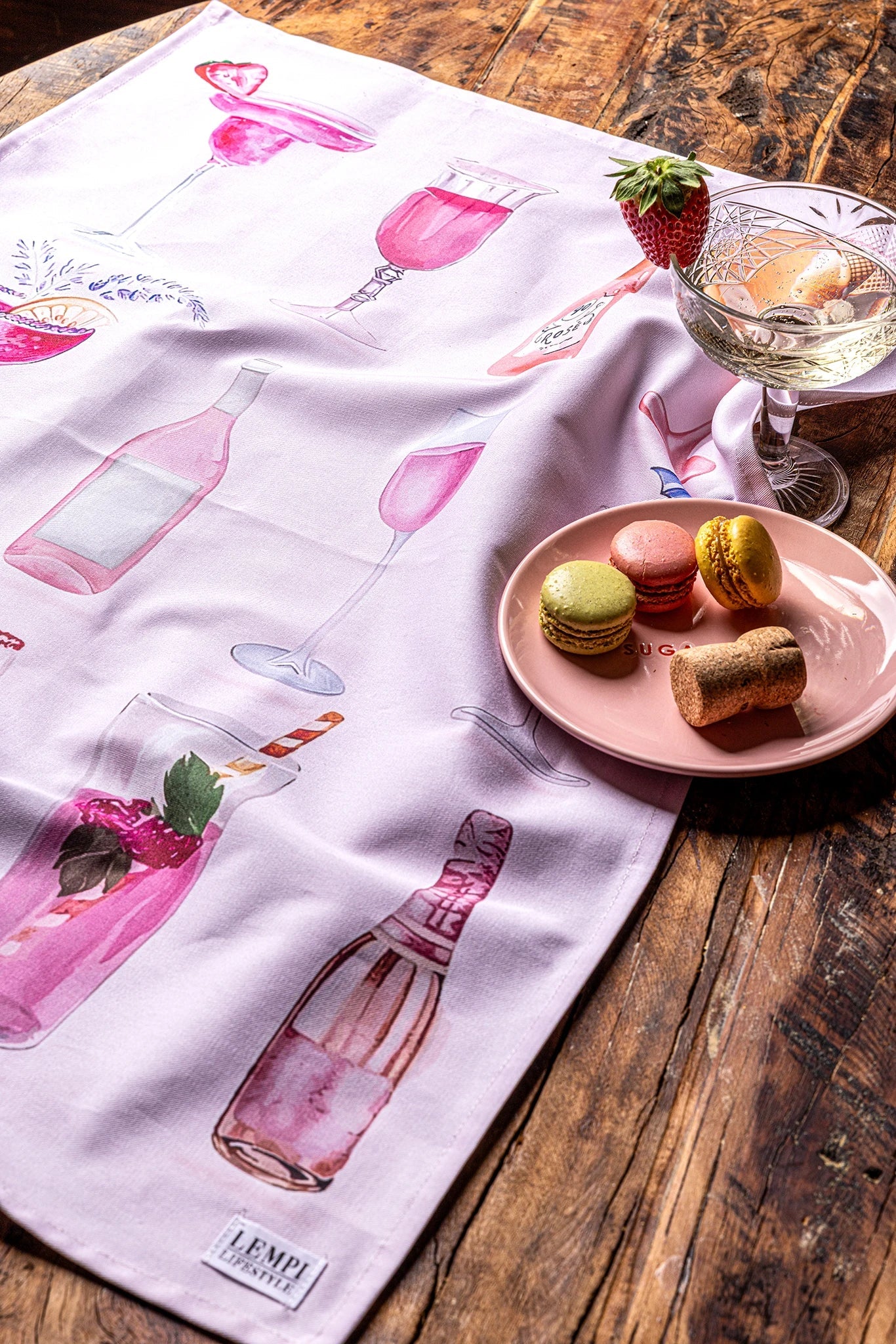 Drinkkilasit keittiöpyyhe - vaaleanpunainen käsipyyhe - Lempi Lifestyle