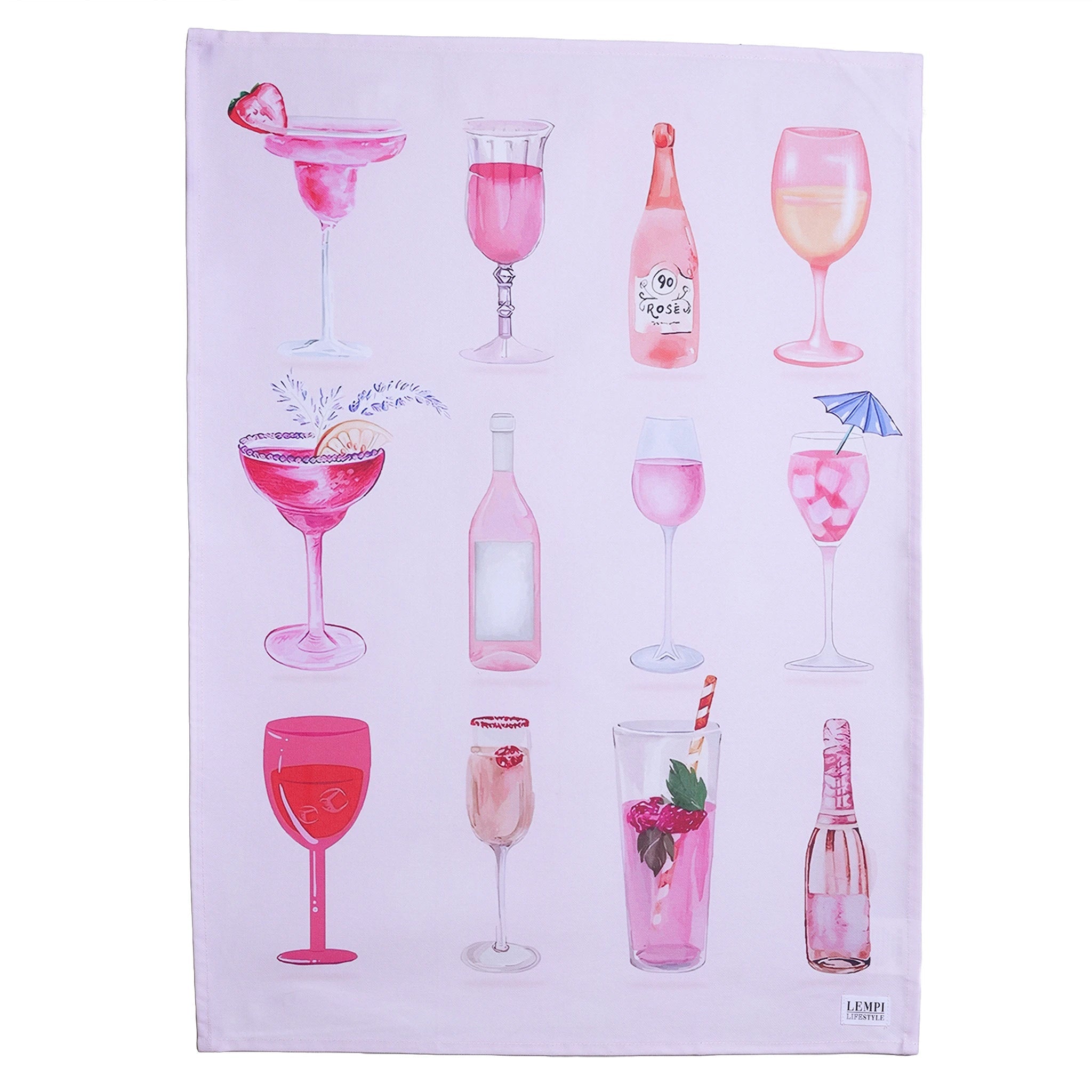 Drinkkilasit keittiöpyyhe - vaaleanpunainen käsipyyhe - Lempi Lifestyle